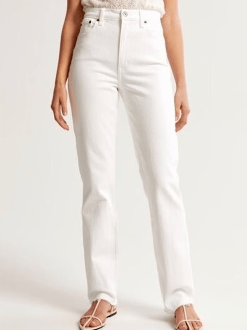 Abercrombie & Fitch Slim Straight Ultra High Rise Jeans White NWT
